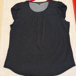 cap sleeve black/white polkadot top, medium